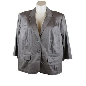 Lane Bryant 26 Gray 2 Button Cotton Spandex Blazer